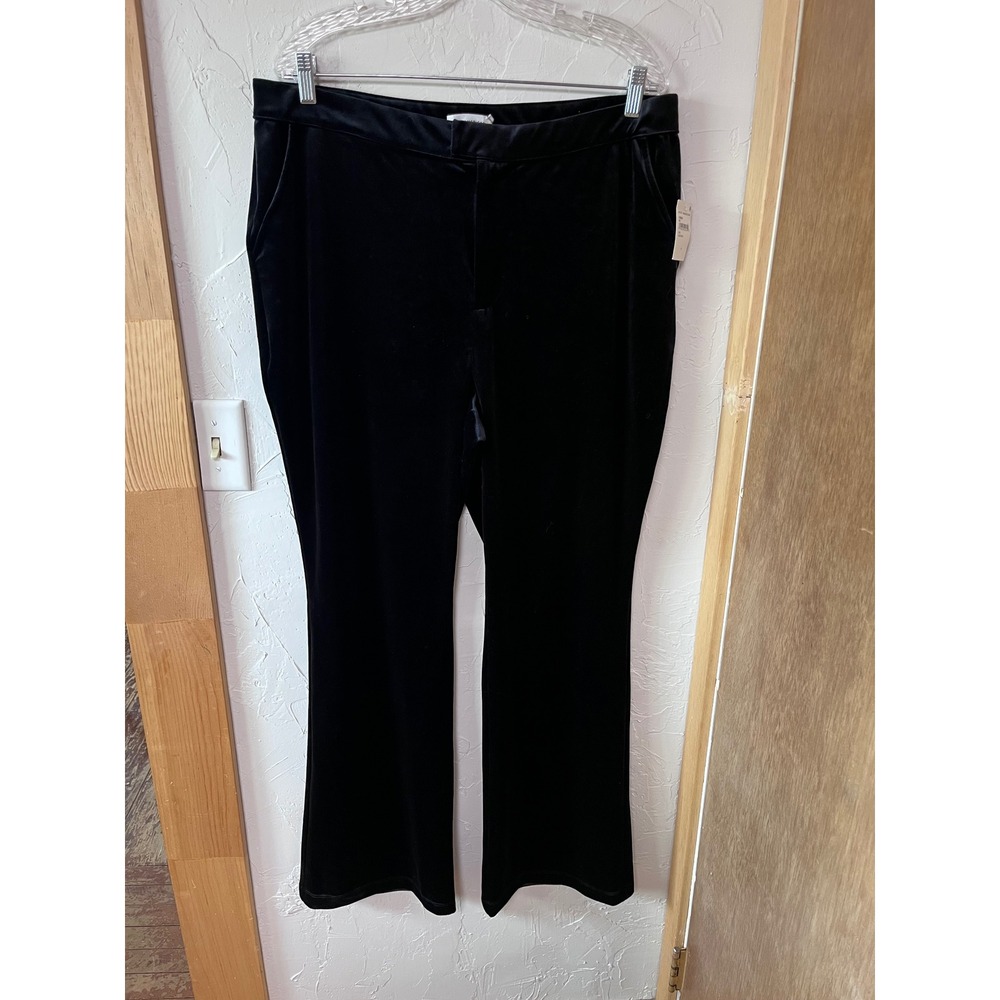 Good American Velvet Wide‎ Leg Pants Black Size 5-18/20W